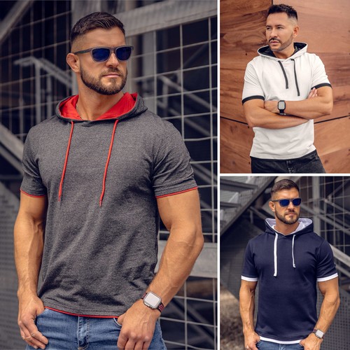Shirt tee kurzarm kapuze - kurzarm,