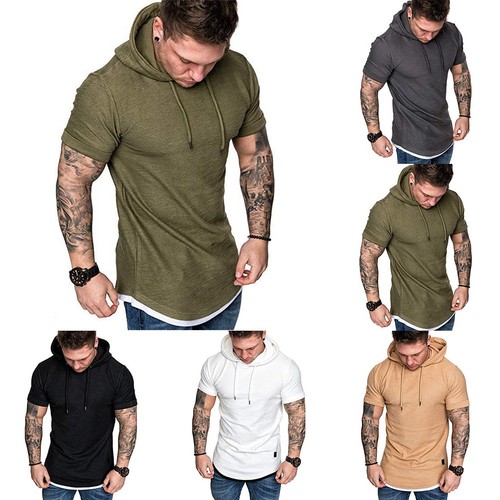 Herren kurzarm hoodie shirt - hoodie, t-shirt